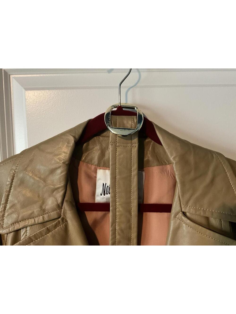 RARE Vintage Neiman Marcus Leather Double-Breasted Women’s Trench XS/S - Picture 6 of 7